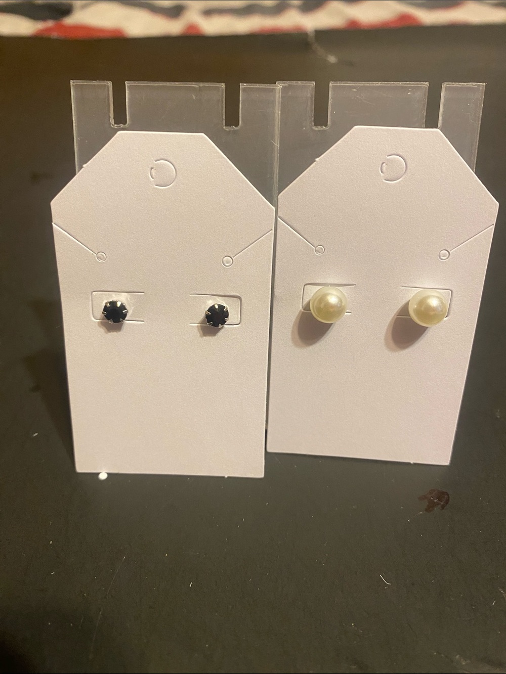 Classic Pearl and Black Crystal Stud Earring Duo